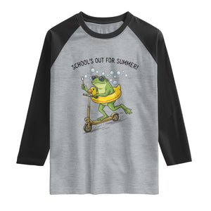 School's Out For Summer Raglan Shirt Funny Frog Last Day of School Teacher TS14 Heather Gray Black Print Your Wear