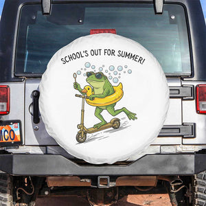 School's Out For Summer Spare Tire Cover Funny Frog Last Day of School Teacher TS14 No hole White Print Your Wear