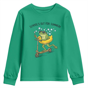 School's Out For Summer Youth Sweatshirt Funny Frog Last Day of School Teacher TS14 Irish Green Print Your Wear