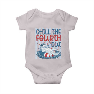 Chill The Fourth Out Baby Onesie Funny Alligator 4th Of July TS14 Ice Gray Print Your Wear