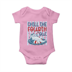 Chill The Fourth Out Baby Onesie Funny Alligator 4th Of July TS14 Light Pink Print Your Wear