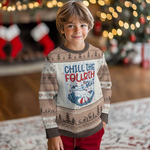 Chill The Fourth Out Ugly Christmas Sweater Funny Alligator 4th Of July TS14 Mocha Mousse Print Your Wear