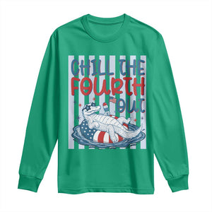 Chill The Fourth Out Long Sleeve Shirt Funny Alligator 4th Of July TS14 Irish Green Print Your Wear