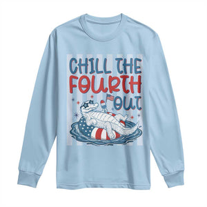 Chill The Fourth Out Long Sleeve Shirt Funny Alligator 4th Of July TS14 Light Blue Print Your Wear