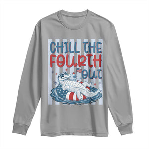 Chill The Fourth Out Long Sleeve Shirt Funny Alligator 4th Of July TS14 Sport Gray Print Your Wear