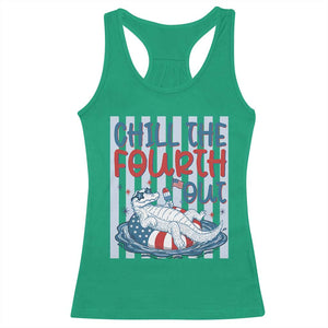 Chill The Fourth Out Racerback Tank Top Funny Alligator 4th Of July TS14 Irish Green Print Your Wear