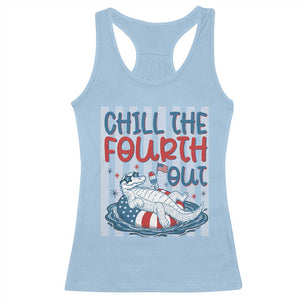 Chill The Fourth Out Racerback Tank Top Funny Alligator 4th Of July TS14 Light Blue Print Your Wear