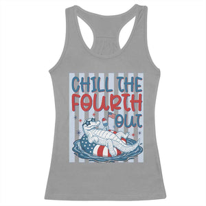 Chill The Fourth Out Racerback Tank Top Funny Alligator 4th Of July TS14 Sport Gray Print Your Wear