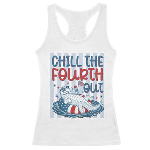 Chill The Fourth Out Racerback Tank Top Funny Alligator 4th Of July TS14 White Print Your Wear