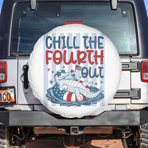 Chill The Fourth Out Spare Tire Cover Funny Alligator 4th Of July TS14 No hole White Print Your Wear