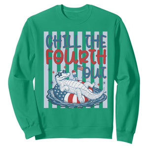 Chill The Fourth Out Sweatshirt Funny Alligator 4th Of July TS14 Irish Green Print Your Wear
