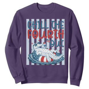 Chill The Fourth Out Sweatshirt Funny Alligator 4th Of July TS14 Purple Print Your Wear
