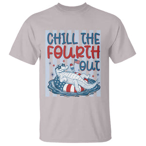Chill The Fourth Out T Shirt Funny Alligator 4th Of July TS14 Ice Gray Print Your Wear