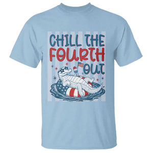 Chill The Fourth Out T Shirt Funny Alligator 4th Of July TS14 Light Blue Print Your Wear