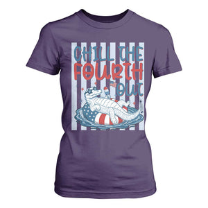 Chill The Fourth Out T Shirt For Women Funny Alligator 4th Of July TS14 Purple Print Your Wear