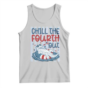 Chill The Fourth Out Tank Top Funny Alligator 4th Of July TS14 Ash Print Your Wear