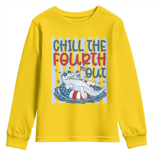 Chill The Fourth Out Youth Sweatshirt Funny Alligator 4th Of July TS14 Daisy Print Your Wear