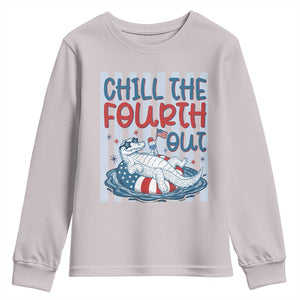 Chill The Fourth Out Youth Sweatshirt Funny Alligator 4th Of July TS14 Ice Gray Print Your Wear