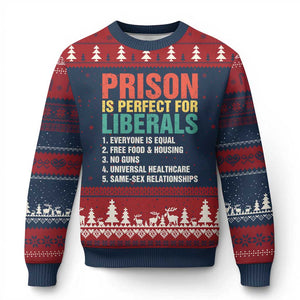 Prison Is Perfect For Liberals Ugly Christmas Sweater Funny Anti Liberal Quote