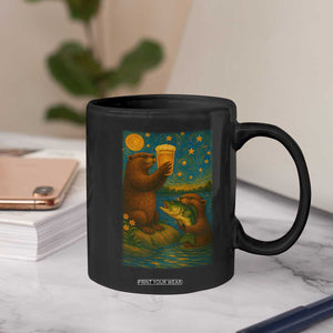 Funny Otter Drinking Beer Coffee Mug Van Gogh Starry Night TS14 Print Your Wear