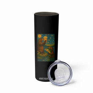 Funny Otter Drinking Beer Skinny Tumbler Van Gogh Starry Night TS14 Print Your Wear