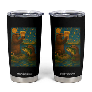 Funny Otter Drinking Beer Tumbler Cup Van Gogh Starry Night TS14 Black Print Your Wear