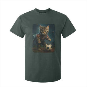 Funny Cat Soccer Ball T Shirt For Kid Cute Kitty Football Player Lover TS14 Dark Forest Green Print Your Wear
