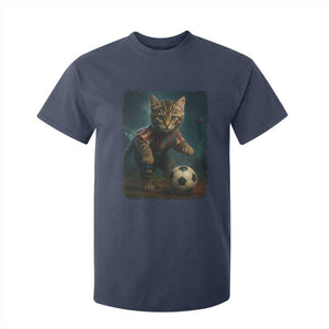 Funny Cat Soccer Ball T Shirt For Kid Cute Kitty Football Player Lover TS14 Navy Print Your Wear