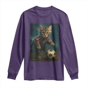 Funny Cat Soccer Ball Long Sleeve Shirt Cute Kitty Football Player Lover TS14 Purple Print Your Wear