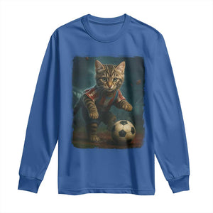 Funny Cat Soccer Ball Long Sleeve Shirt Cute Kitty Football Player Lover TS14 Royal Blue Print Your Wear