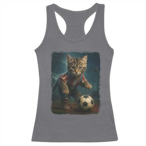 Funny Cat Soccer Ball Racerback Tank Top Cute Kitty Football Player Lover TS14 Charcoal Print Your Wear