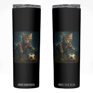 Funny Cat Soccer Ball Skinny Tumbler Cute Kitty Football Player Lover TS14 Black Print Your Wear