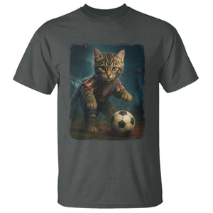 Funny Cat Soccer Ball T Shirt Cute Kitty Football Player Lover TS14 Dark Heather Print Your Wear