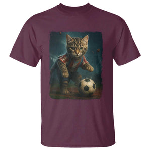 Funny Cat Soccer Ball T Shirt Cute Kitty Football Player Lover TS14 Maroon Print Your Wear