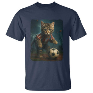 Funny Cat Soccer Ball T Shirt Cute Kitty Football Player Lover TS14 Navy Print Your Wear
