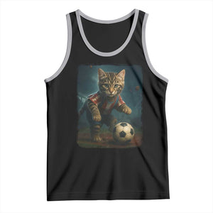 Funny Cat Soccer Ball Tank Top Cute Kitty Football Player Lover TS14 Black Athletic Heather Print Your Wear