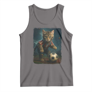 Funny Cat Soccer Ball Tank Top Cute Kitty Football Player Lover TS14 Deep Heather Print Your Wear