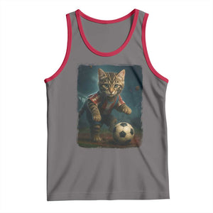 Funny Cat Soccer Ball Tank Top Cute Kitty Football Player Lover TS14 Deep Heather Red Print Your Wear