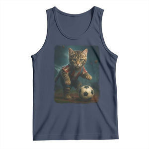 Funny Cat Soccer Ball Tank Top Cute Kitty Football Player Lover TS14 Navy Print Your Wear