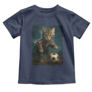 Funny Cat Soccer Ball Toddler T Shirt Cute Kitty Football Player Lover TS14 Navy Print Your Wear