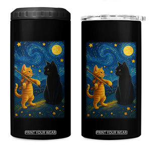 Cat Starry Night 4 in 1 Can Cooler Tumbler Van Gogh Violin Kitty Lover TS14 One Size: 16 oz Black Print Your Wear