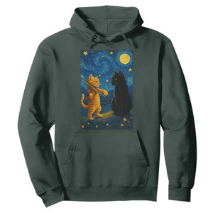 Cat Starry Night Hoodie Van Gogh Violin Kitty Lover TS14 Dark Forest Green Print Your Wear