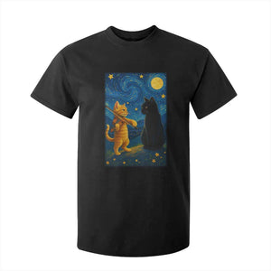 Cat Starry Night T Shirt For Kid Van Gogh Violin Kitty Lover TS14 Black Print Your Wear
