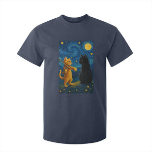 Cat Starry Night T Shirt For Kid Van Gogh Violin Kitty Lover TS14 Navy Print Your Wear