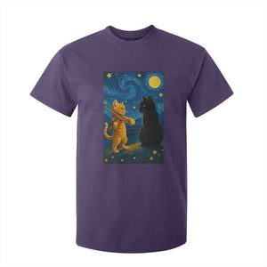 Cat Starry Night T Shirt For Kid Van Gogh Violin Kitty Lover TS14 Purple Print Your Wear