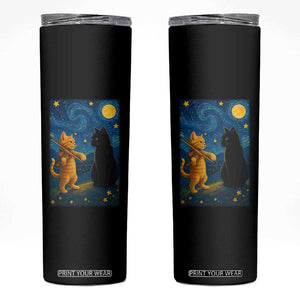 Cat Starry Night Skinny Tumbler Van Gogh Violin Kitty Lover TS14 Black Print Your Wear