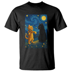Cat Starry Night T Shirt Van Gogh Violin Kitty Lover TS14 Black Print Your Wear