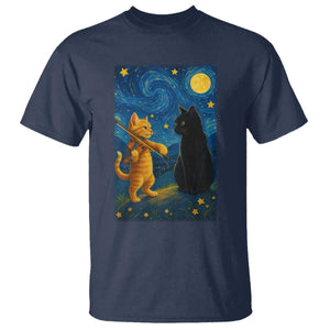 Cat Starry Night T Shirt Van Gogh Violin Kitty Lover TS14 Navy Print Your Wear