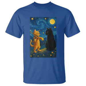 Cat Starry Night T Shirt Van Gogh Violin Kitty Lover TS14 Royal Blue Print Your Wear
