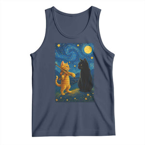Cat Starry Night Tank Top Van Gogh Violin Kitty Lover TS14 Navy Print Your Wear
